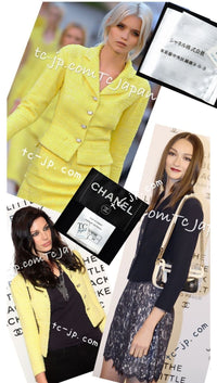 CHANEL Jacket 12C Black Rhinestone CC Buttons Wool Tweed Button 34 | TW