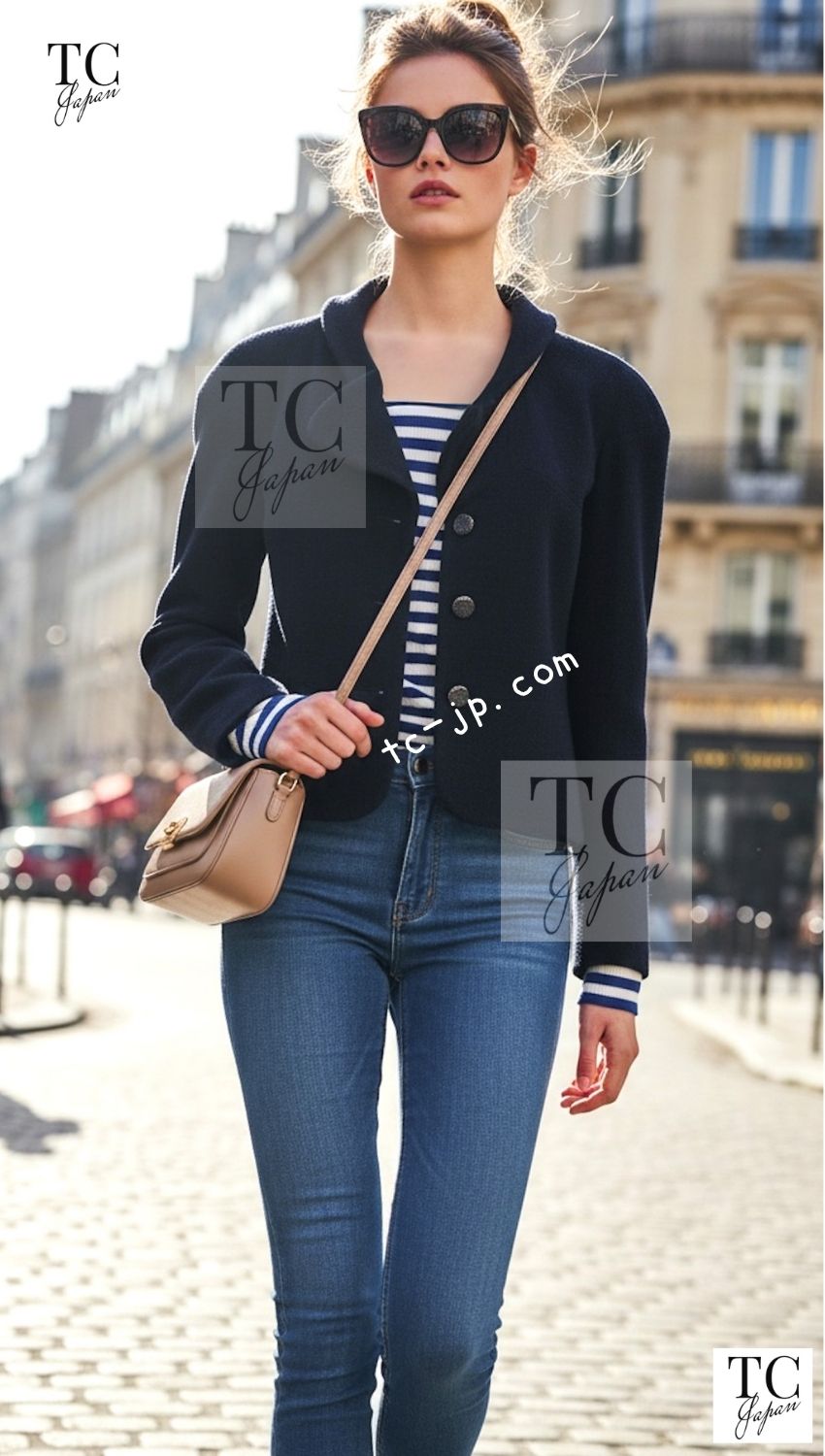 CHANEL 12C Black Round Neck Wool Rhinestone Buttons Jacket 36 38 シャネル ブラック ウール100% 襟なし ラインストーン ボタン ジャケット