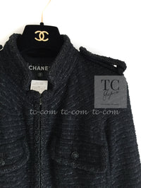 CHANEL 06C Black Epaulets Zipper Tweed Jacket Kate Moss 38 シャネル ブラック エポレット ジッパー ツイード ジャケット ケイト モス  即発