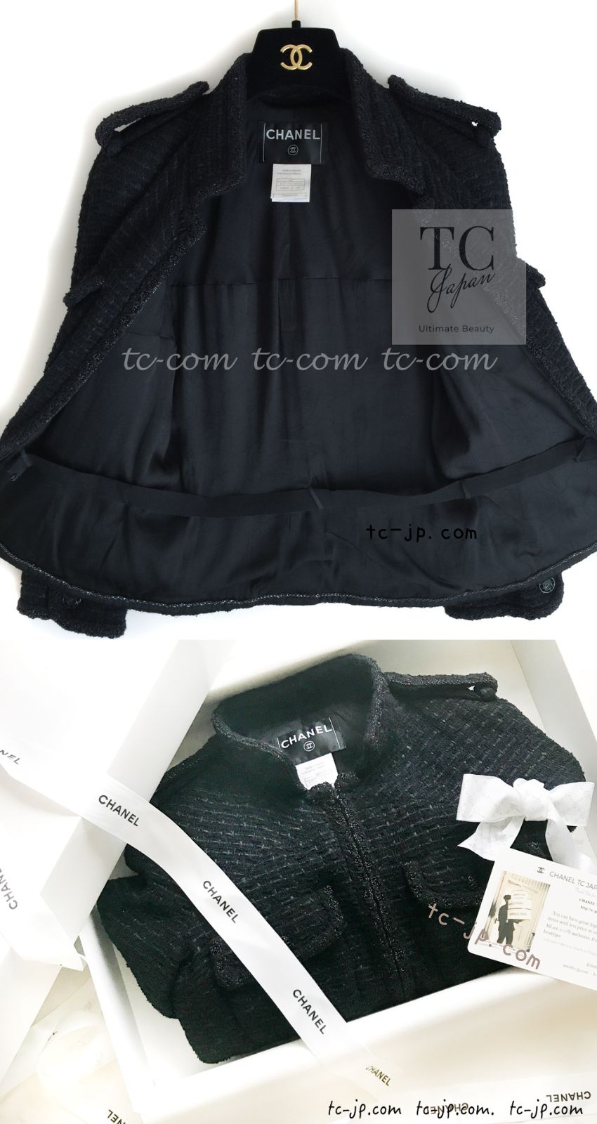 シャネル ジャケット CHANEL ブラック エポレット ジッパー ツイード ケイト モス 06C Black Epaulets Zipper  Tweed Jacket Kate Moss – TC JAPAN