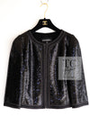 CHANEL 13C Black Sequins Cropped Party Zipper Jacket Keira Knightley 34 36 38 シャネル ブラック スパンコール クロップド丈 パーディー ジッパー ジャケット キーラ・ナイトレイ 着用 即発