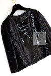 CHANEL 13C Black Sequins Cropped Party Zipper Jacket Keira Knightley 34 36 38 シャネル ブラック スパンコール クロップド丈 パーディー ジッパー ジャケット キーラ・ナイトレイ 着用 即発