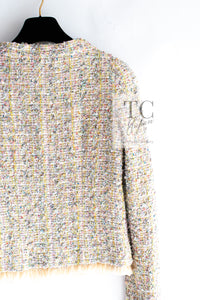 CHANEL 11S Multicolor Yellow Lesage Trim Sequined Jacket 34 シャネル マルチカラー イエロー ルサージュ フェザートリミング ジャケット 即発