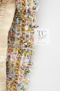 CHANEL 11S Multicolor Yellow Lesage Trim Sequined Jacket 34 シャネル マルチカラー イエロー ルサージュ フェザートリミング ジャケット 即発