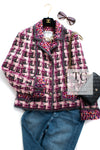 CHANEL 04A Purple Multicolor Mix Tweed Jacket 36 38 46 シャネル パープル マルチカラー ミックス ポップ ツイード ジャケット 即発