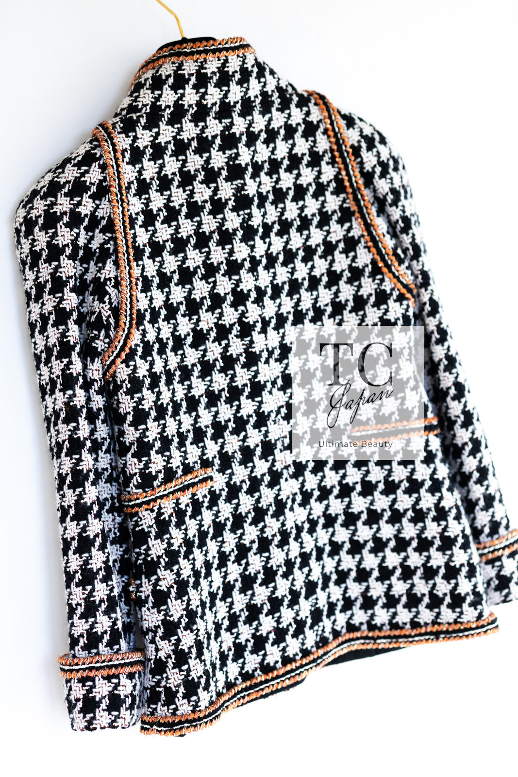 シャネル　ジャケット シャネル ジャケット CHANEL ブラック アイボリー 千鳥格子 ジッパー