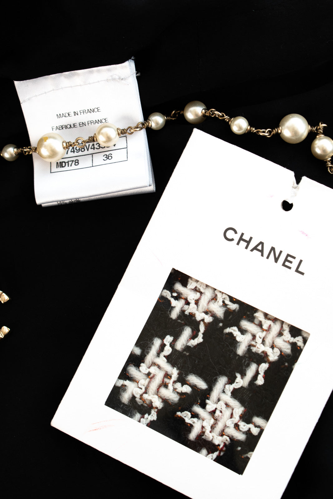 シャネル ジャケット CHANEL ブラック アイボリー 千鳥格子 ジッパー