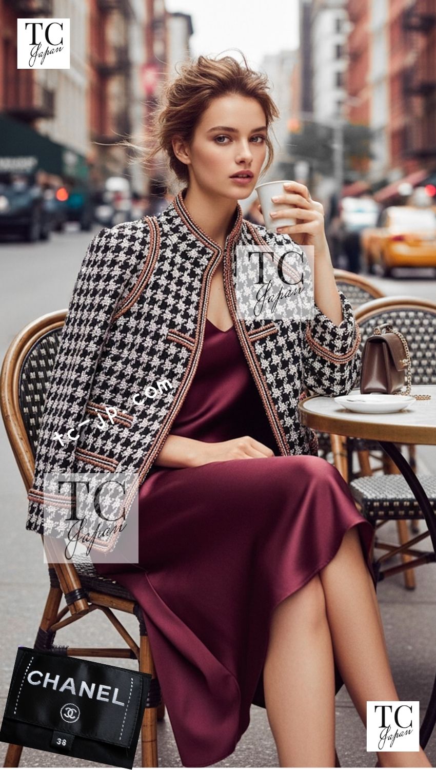 CHANEL 17A black and ivory houndstooth jacket