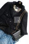 CHANEL 07S Black Fringe Cotton CC Buttons Tweed Jacket 38 シャネル ブラック フリンジ コットン ツイード ジャケット ココボタン 即発