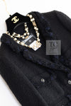 CHANEL 07S Black Fringe Cotton CC Buttons Tweed Jacket 38 シャネル ブラック フリンジ コットン ツイード ジャケット ココボタン 即発