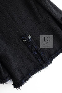 CHANEL 07S Black Fringe Cotton CC Buttons Tweed Jacket 38 シャネル ブラック フリンジ コットン ツイード ジャケット ココボタン 即発