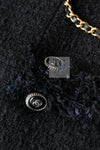 CHANEL 07S Black Fringe Cotton CC Buttons Tweed Jacket 38 シャネル ブラック フリンジ コットン ツイード ジャケット ココボタン 即発