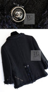 CHANEL 07S Black Fringe Cotton CC Buttons Tweed Jacket 38 シャネル ブラック フリンジ コットン ツイード ジャケット ココボタン 即発