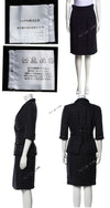 CHANEL 07S Dark Navy Black Fringe Linen Tweed Jacket Skirt Suit 40 シャネル ダークネイビー ブラック フリンジ リネン 麻混 ツイード ジャケット スカート スーツ