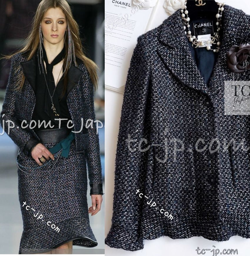 CHANEL 02A Black Metallic Wool Mohair Tweed Jacket 40 シャネル ブラック メタリック ブレザー ウール モヘア ツイード ジャケット 即発