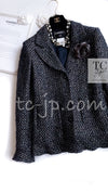 CHANEL 02A Black Metallic Wool Mohair Tweed Jacket 40 シャネル ブラック メタリック ブレザー ウール モヘア ツイード ジャケット 即発