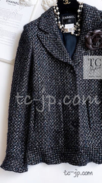 CHANEL 02A Black Metallic Wool Mohair Tweed Jacket 40 シャネル ブラック メタリック ブレザー ウール モヘア ツイード ジャケット 即発