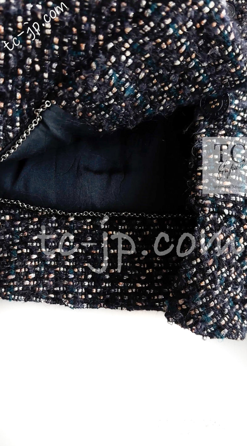 CHANEL 02A Black Metallic Wool Mohair Tweed Jacket 40 シャネル ブラック メタリック ブレザー ウール モヘア ツイード ジャケット 即発