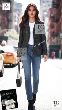 CHANEL 02A Black Metallic Wool Mohair Tweed Jacket 40 シャネル ブラック メタリック ウール モヘア ツイード ジャケット 即発