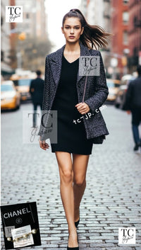 CHANEL 02A Black Metallic Wool Mohair Tweed Jacket 40 シャネル ブラック メタリック ウール モヘア ツイード ジャケット 即発
