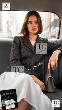 CHANEL 02A Black Metallic Wool Mohair Tweed Jacket 40 シャネル ブラック メタリック ウール モヘア ツイード ジャケット 即発