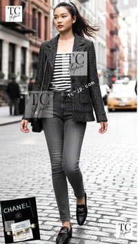 CHANEL 02A Black Metallic Wool Mohair Tweed Jacket 40 シャネル ブラック メタリック ウール モヘア ツイード ジャケット 即発