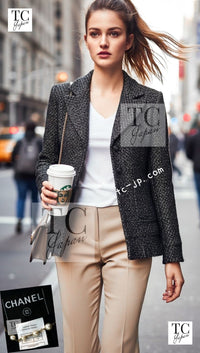 CHANEL 02A Black Metallic Wool Mohair Tweed Jacket 40 シャネル ブラック メタリック ウール モヘア ツイード ジャケット 即発