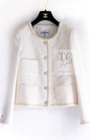 CHANEL 21PF White Ivory CC Logo Metiers D’art Jacket 34 36 シャネル ジャケット ホワイト アイボリー CC ロゴ メティエダール 即発