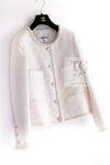 CHANEL 21PF White Ivory CC Logo Metiers D’art Jacket 34 36 シャネル ジャケット ホワイト アイボリー CC ロゴ メティエダール 即発