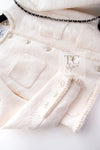 CHANEL 21PF White Ivory CC Logo Metiers D’art Jacket 34 36 シャネル ジャケット ホワイト アイボリー CC ロゴ メティエダール 即発