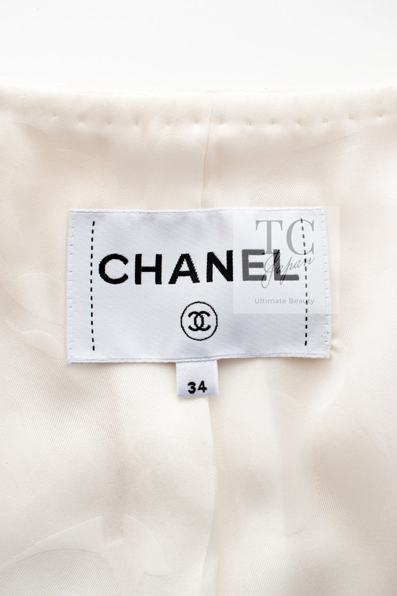 CHANEL 21PF White Ivory CC Logo Metiers D’art Jacket 34 36 シャネル ジャケット ホワイト アイボリー CC ロゴ メティエダール 即発