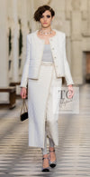 CHANEL 21PF White Ivory CC Logo Metiers D’art Jacket 34 36 シャネル ジャケット ホワイト アイボリー CC ロゴ メティエダール 即発