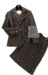 CHANEL 94A Vintage Brown Wool CC Logo Button Tweed Blazer Jacket Skirt Suit 38 シャネル ヴィンテージ ブラウン ウール CCロゴボタン ツイード ブレザー ジャケット スカート スーツ 即発