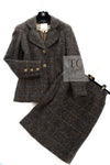 CHANEL 94A Vintage Brown Wool CC Logo Button Tweed Blazer Jacket Skirt Suit 38 シャネル ヴィンテージ ブラウン ウール CCロゴボタン ツイード ブレザー ジャケット スカート スーツ 即発