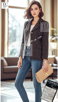 CHANEL 94A Vintage Brown Wool CC Logo Button Tweed Blazer Jacket Skirt Suit 38 シャネル ヴィンテージ ブラウン ウール CCロゴボタン ツイード ブレザー ジャケット スカート スーツ 即発