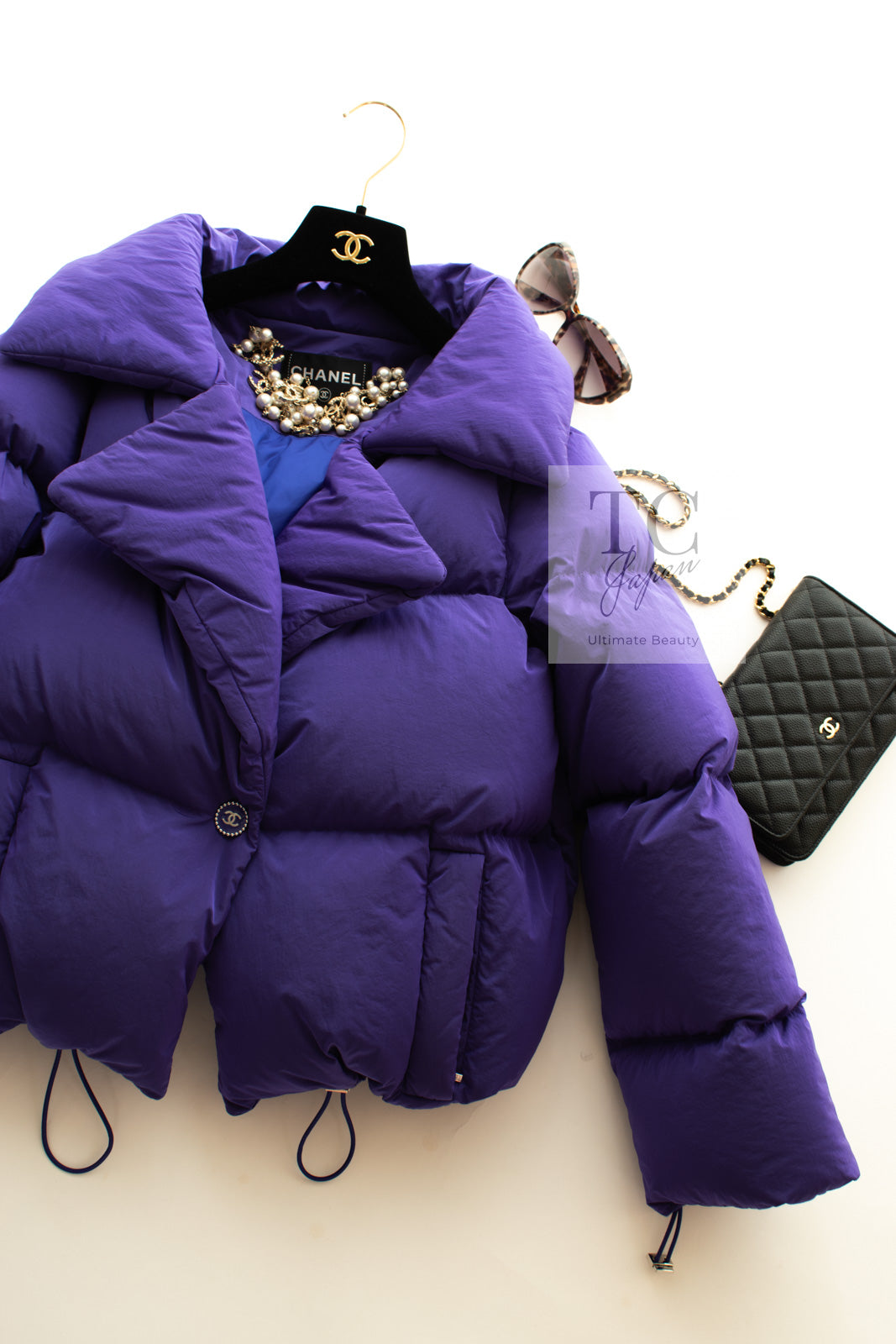 CHANEL 19A Violet Purple Down Jacket Coat 36 38 シャネル バイオレットパープル ダウン ジャケット  コート 即発