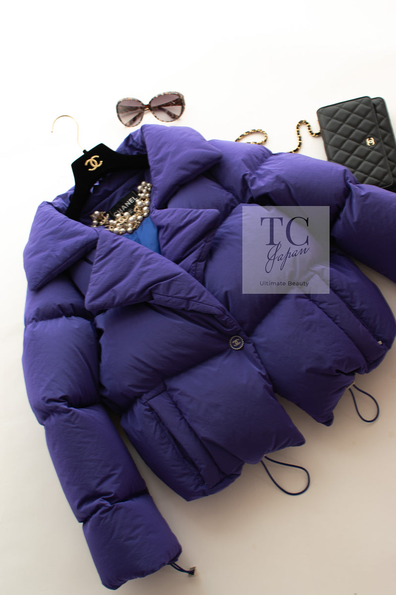 CHANEL 19A Violet Purple Down Jacket Coat 36 38 シャネル バイオレットパープル ダウン ジャケット コート 即発