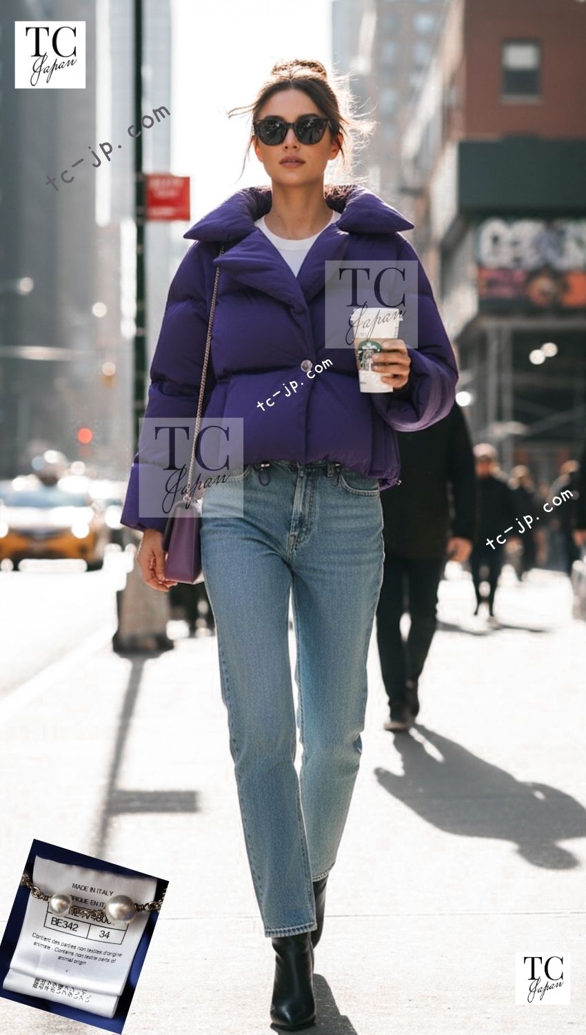 CHANEL 19A Violet Purple Down Jacket Coat 36 38 シャネル バイオレットパープル ダウン ジャケット コート 即発