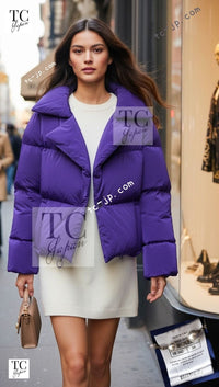 CHANEL 19A Violet Purple Down Jacket Coat 36 38 シャネル バイオレットパープル ダウン ジャケット コート 即発