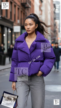 CHANEL 19A Violet Purple Down Jacket Coat 36 38 シャネル バイオレットパープル ダウン ジャケット コート 即発