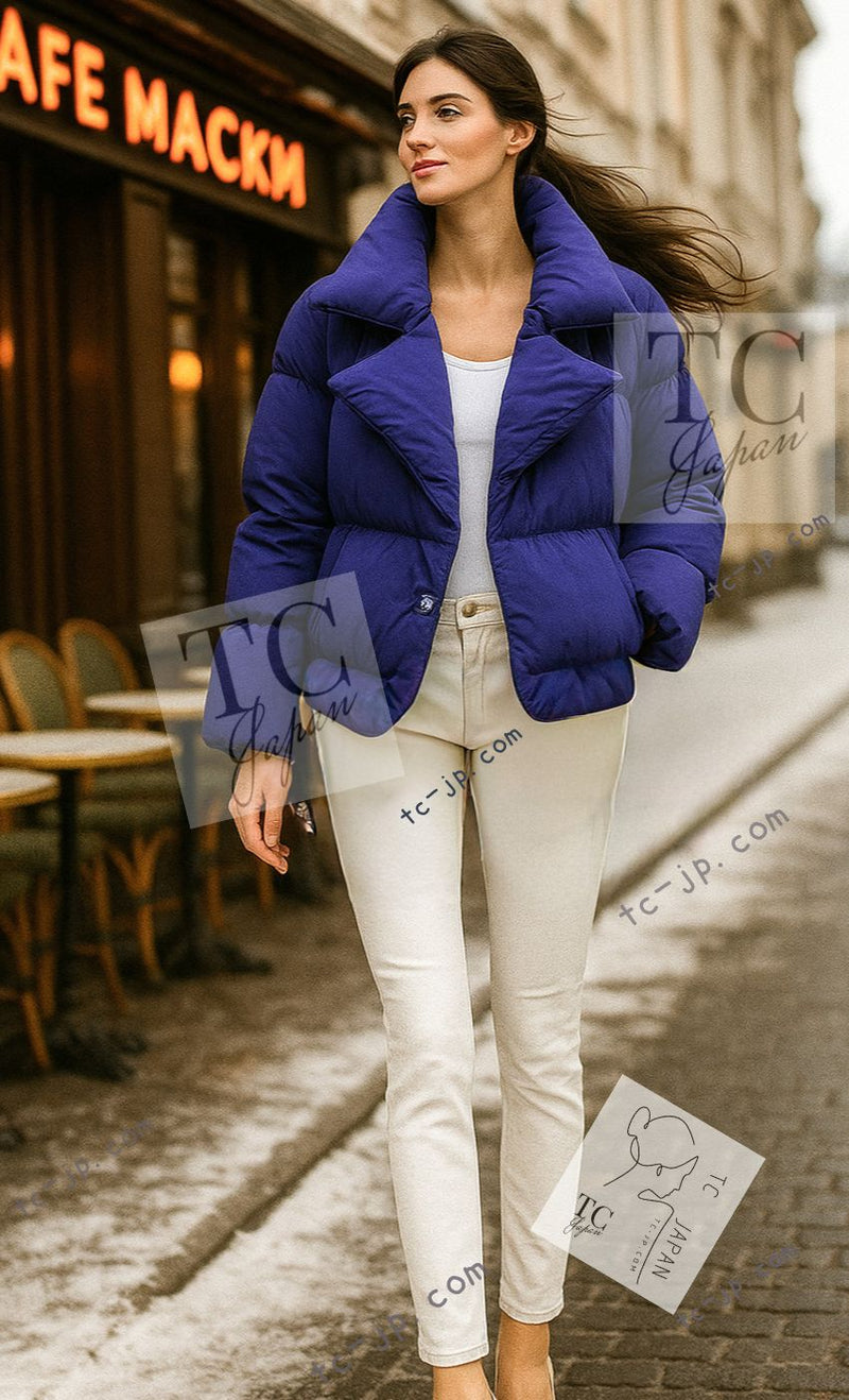 CHANEL 19A Violet Purple Down Jacket Coat 36 38 シャネル バイオレットパープル ダウン ジャケット コート 即発