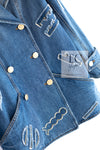 CHANEL 19PF Blue Denim Double Jacket Coat 36 38 シャネル ブルー デニム ボア襟 ジャケット コート 即発