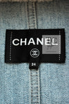 CHANEL 19PF Blue Denim Double Jacket Coat 36 38 シャネル ブルー デニム ボア襟 ジャケット コート 即発