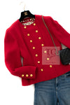 CHANEL 88A Vintage Red CC Gold Button Double Tweed Jacket 38 シャネル ヴィンテージ レッド CC ゴールド ボタン ダブル ツイード ジャケット 即発