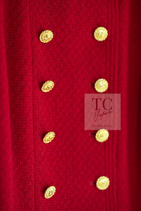 CHANEL 88A Vintage Red CC Gold Button Double Tweed Jacket 38 シャネル ヴィンテージ レッド CC ゴールド ボタン ダブル ツイード ジャケット 即発