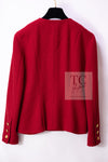 CHANEL 88A Vintage Red CC Gold Button Double Tweed Jacket 38 シャネル ヴィンテージ レッド CC ゴールド ボタン ダブル ツイード ジャケット 即発