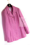 CHANEL 01C Pink Silver Metallic Wool Silk Tweed Jacket 44 46 シャネル ピンク シルバー メタリック ラメ ウール シルク ツイード ジャケット 即発