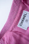 CHANEL 01C Pink Silver Metallic Wool Silk Tweed Jacket 44 46 シャネル ピンク シルバー メタリック ラメ ウール シルク ツイード ジャケット 即発