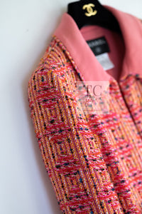 CHANEL 01C Pink Coarl Orange Yellow Tweed Candy Jacket 38 シャネル ピンク コーラル オレンジ イエロー ツイード キャンディー ジャケット 即発