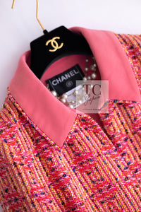 CHANEL 01C Pink Coarl Orange Yellow Tweed Candy Jacket 38 シャネル ピンク コーラル オレンジ イエロー ツイード キャンディー ジャケット 即発